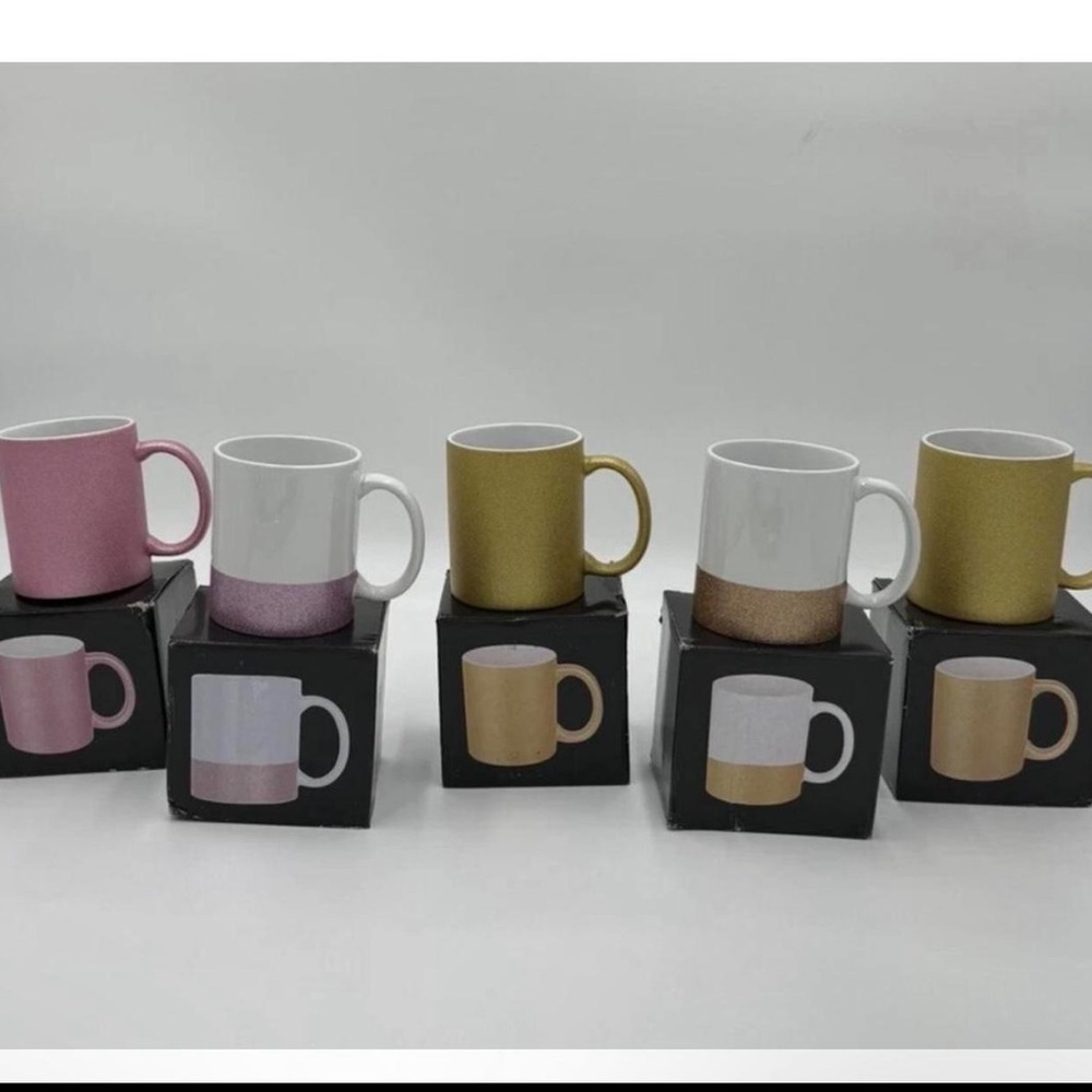 Set of Glitter Pink and Gold Mugs✨